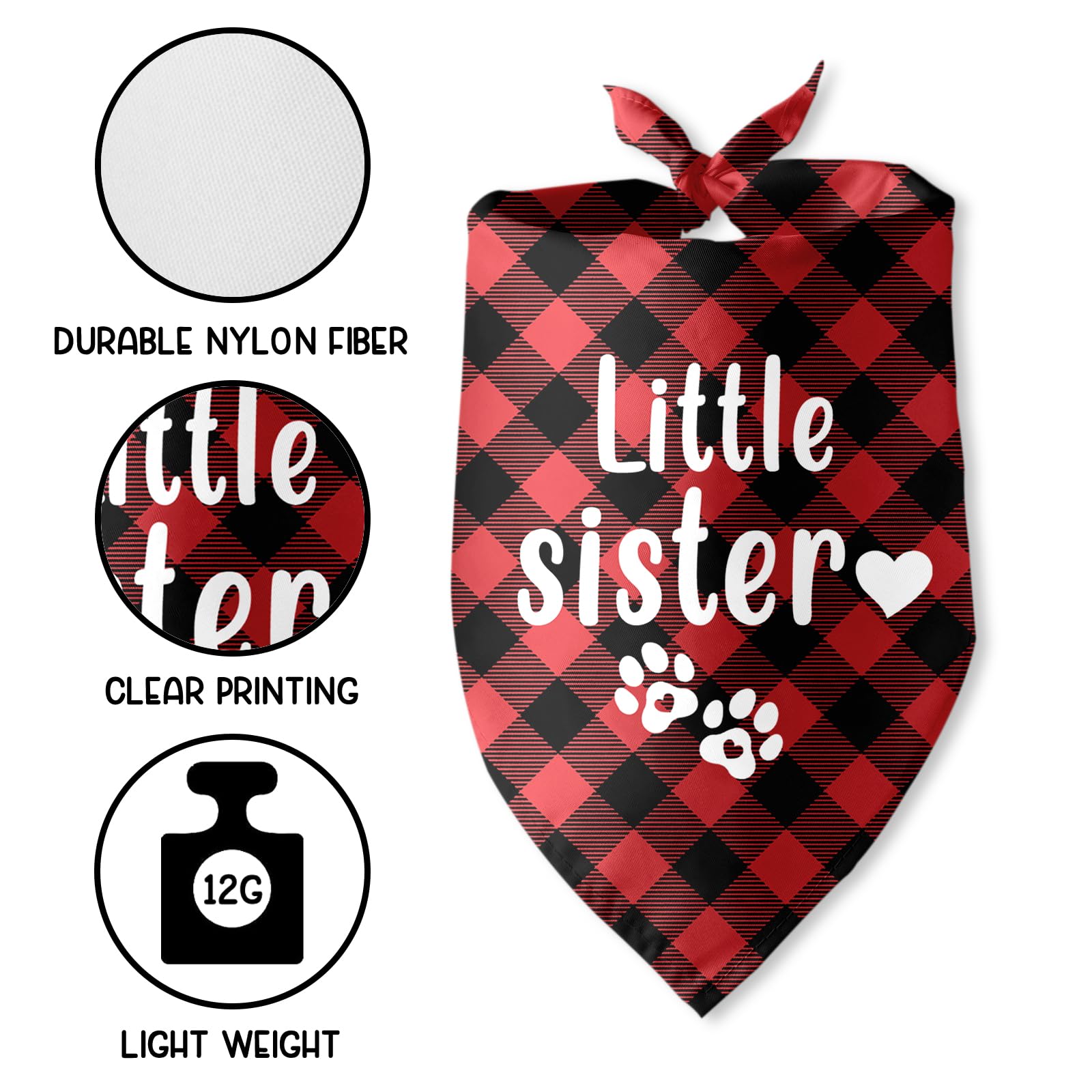 Little Sister Dog Bandana Pregnancy Announcement Gender Reveal Dog Bandana Photo Prop Pet Scarf Accessories for Pet Dog Lovers Gifts