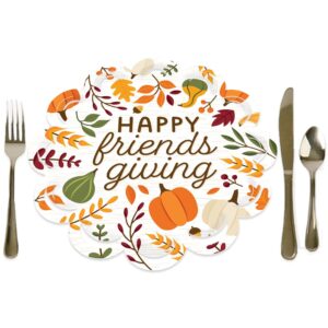 big dot of happiness fall friends thanksgiving - friendsgiving party round table decorations - paper chargers - place setting for 12