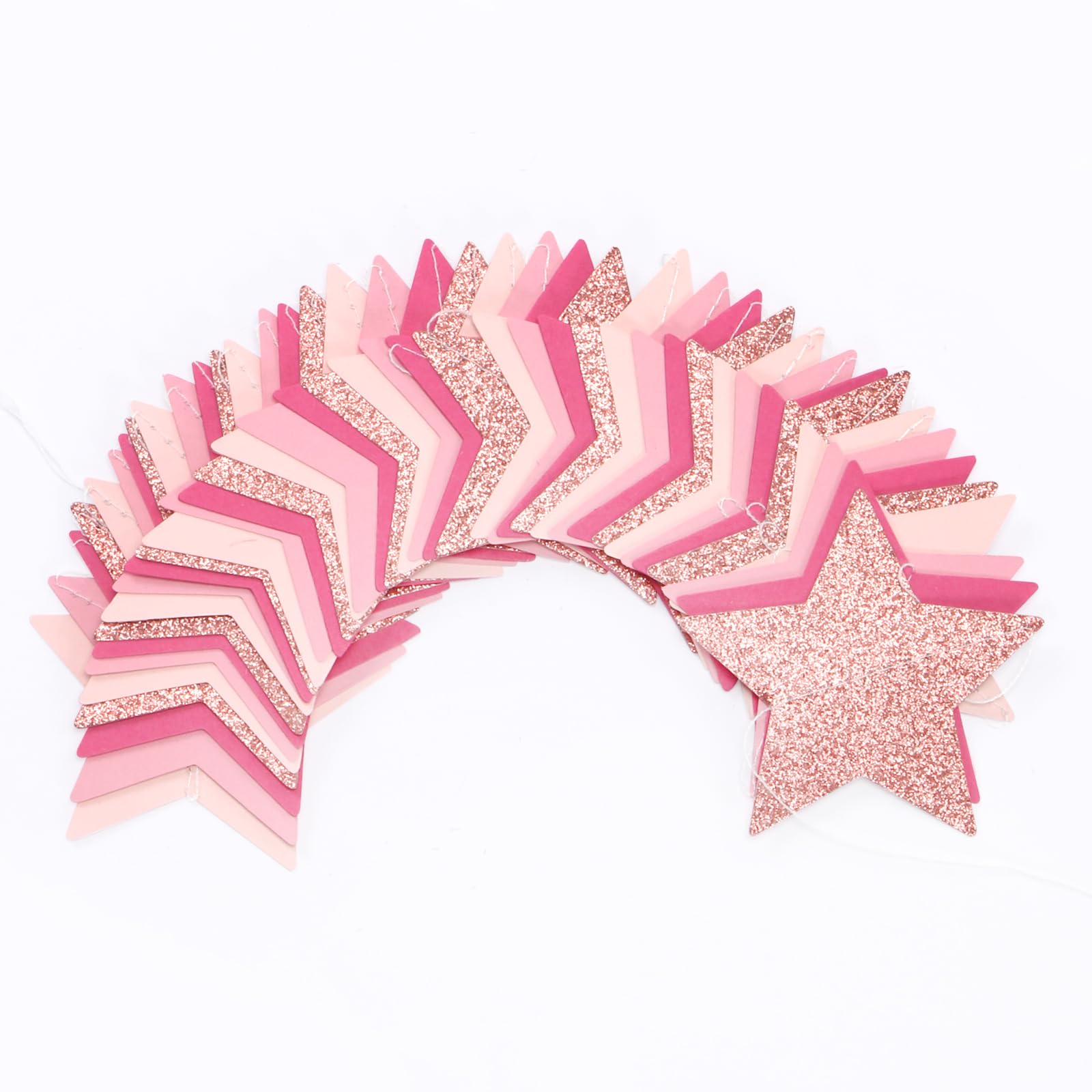 Hot-Pink Rose-Gold Party Decorations Garland - 62ft Twinkle Little Star Hanging Streamers Banner,Birthday Wedding Bridal Baby Shower Bachelorette Engagement Valentines Day Decor Hugtmr