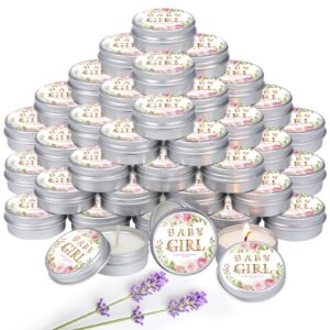 mtlee 50 pcs baby shower scented candles gift travel tin candle aromatherapy candle favors for winter baby shower favors wedding gifts, compound scent essential oil(baby girl)