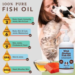 Natural Dog Company Wild Alaskan Fish Oil for Dogs and Cats (16oz) - Blend of Pollock Oil & Wild Salmon Oil for Dogs - EPA, DHA & Omega 3 for Dogs - Reduces Shedding, Nourishes Skin, Coat & Joints