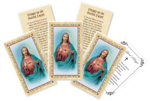 sacred heart cards - with the lord's prayer card - 5 laminated sacred heart prayer card for daily praying - catholic gold stamped holy cards set, 6 items