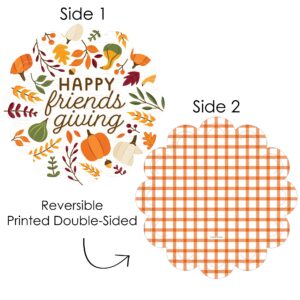 Big Dot of Happiness Fall Friends Thanksgiving - Friendsgiving Party Round Table Decorations - Paper Chargers - Place Setting For 12