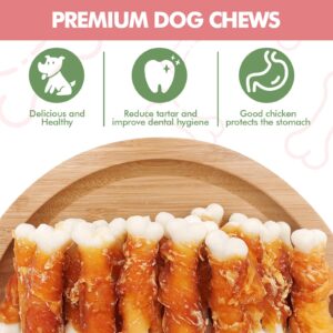 Puddonio Dog Treats, 2.3 Inch Chicken Wrapped Calcium Bones, Rawhide Free Dog Training Treats, Soft Dog Chews for Puppy and Small Dogs, 9.9 oz