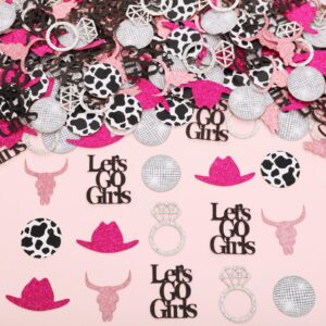 Let’s Go Girls Bachelorette Party Decorations, 200Pcs Let’s Go Girls Confetti for Table, Disco Cowgirl Western Nashville Bridal Shower Engagement Wedding Supplies