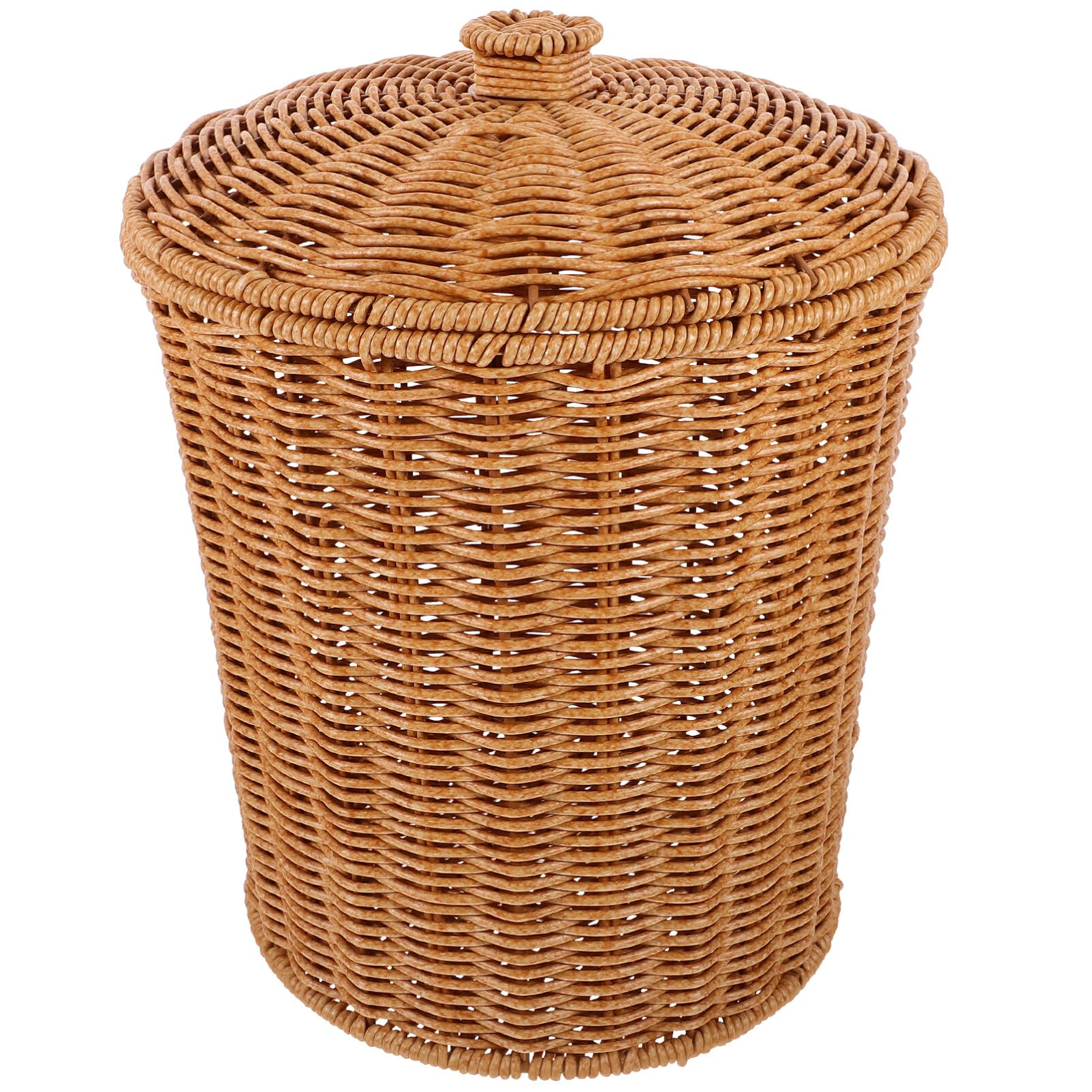 LIOOBO Round Rattan Storage Basket with Lid: Rattan Basket with Lid, Round Storage Basket for Home Organizer