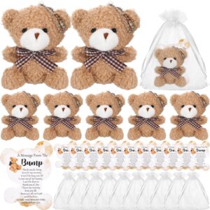 poen 25 set bear baby shower favors baby shower souvenirs for guest baby shower return gifts includes small bears keychains thank you tags and white organza bags for party supplies