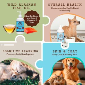 Natural Dog Company Wild Alaskan Fish Oil for Dogs and Cats (16oz) - Blend of Pollock Oil & Wild Salmon Oil for Dogs - EPA, DHA & Omega 3 for Dogs - Reduces Shedding, Nourishes Skin, Coat & Joints