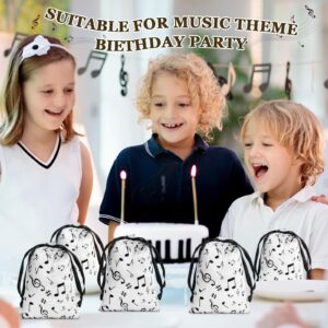 Wesnoy 24 Pcs Music Notes Gift Bags Musical Note Drawstring Treat Bag Music Decorations Musical Party Favor Bags for Musician Gifts Social Media Music Party Supplies (Black on the White,5 x 7)