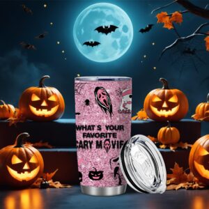 Scream Tumbler,Scary Movie Halloween Tumbler for Women Girls,Ghostface Tumbler Spooky Vibes 20 OZ Horror Scary Face Theme Decor Insulated Cup with Lid,Vacuum Stainless Steel Coffee Mug Stemless Cup