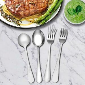 LAZAHOME 36-Piece Fork and Spoon Silverware Set, Food-Grade Stainless Steel Fork And Spoon Silverware for Camping, Kitchen, Restaurant, BBQ, Mirror Polished, Dishwasher Safe