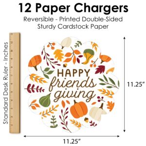 Big Dot of Happiness Fall Friends Thanksgiving - Friendsgiving Party Round Table Decorations - Paper Chargers - Place Setting For 12