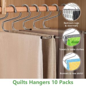 Quilt Hangers, 10 Packs Heavy Duty Hangers for Quilts, Comforters, Table Cloths, Towels (Extended Wide: 16.5 inches)