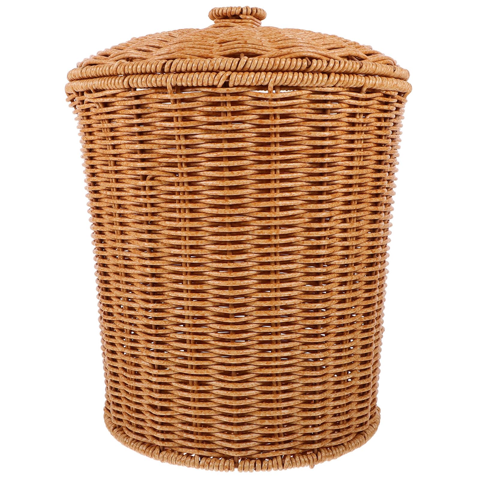 LIOOBO Round Rattan Storage Basket with Lid: Rattan Basket with Lid, Round Storage Basket for Home Organizer