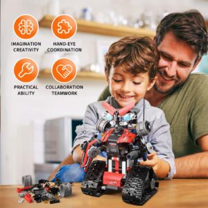 HAMIMOS 5 in 1 STEM Robot Toy Building Kit, Remote & APP Controlled RC Car/Racer/Robot/Bulldozer/Tank for Boys Ages 6 7 8-12 Yeah Old, STEM Building Toys Birthday Gift for Boys Girls Kids (600 Pcs)