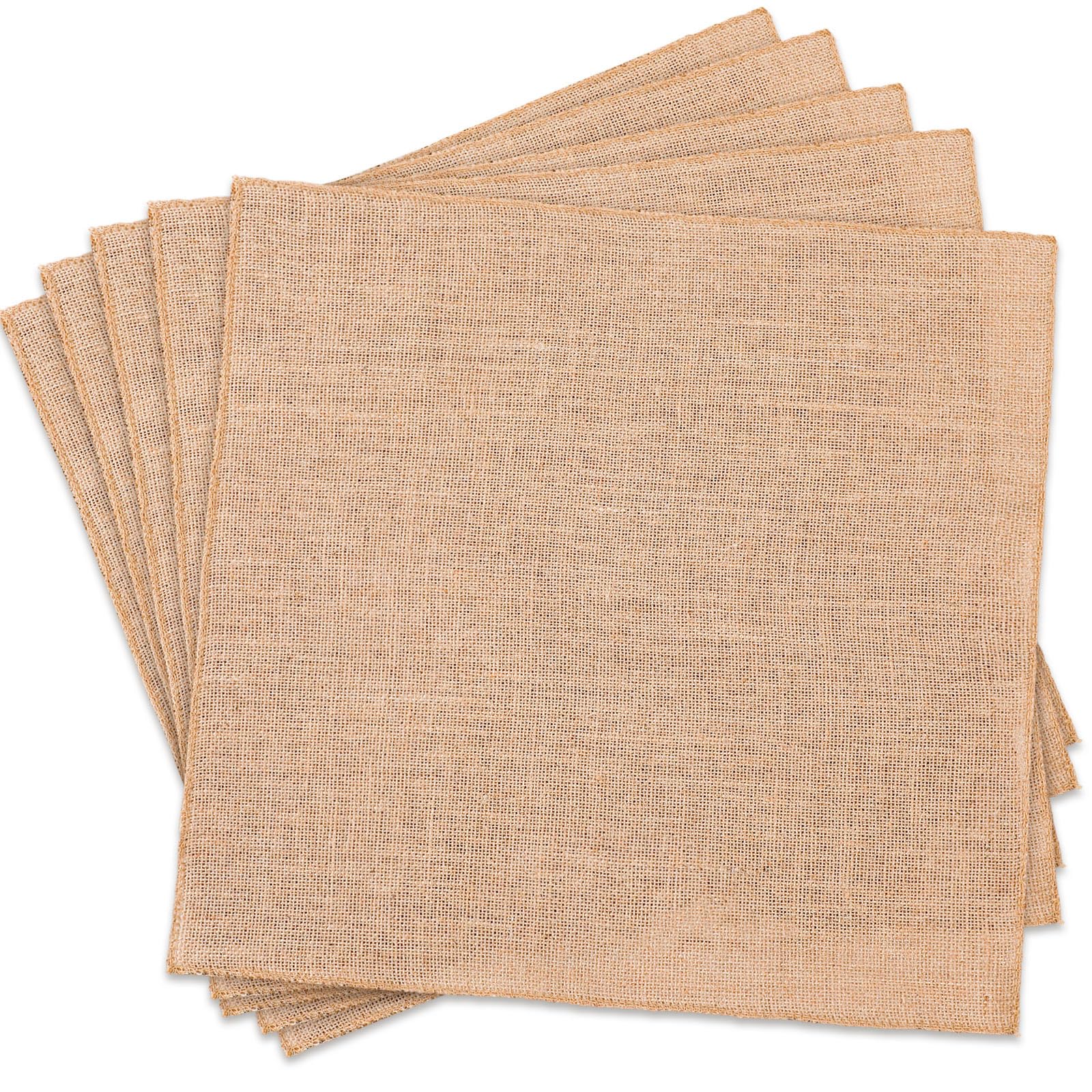 Preboun 5 Pcs Burlap Squares Multipurpose Natural Burlap Fabric Burlap Centerpiece Burlap Placemats Farmhouse Gardening Country Crafts for Home Weddings Kitchen Table Decorations (13 Inch)