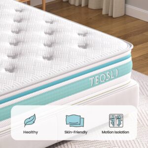 TeQsli Twin Mattress 10 inch Hybrid Mattress with Gel Memory Foam Innerspring Mattress in a Box for Pressure Relief & Cooling Sleep Twin Size Mattress, 100 Nights Trial