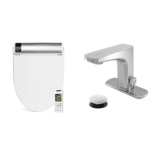 Bathroom Refresh Bundle Includes (1) Bio Bidet BB2000 Round Smart Bidet Toilet Seat and (1) Grove Motion Activated Hands Free Bathroom Faucet in Chrome Finish