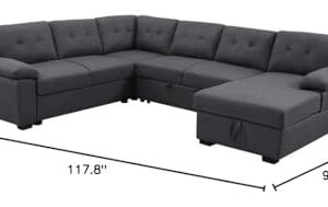 Pemberly Row 5-Seat Fabric Sleeper Sectional Sofa with Storage in Dark Gray