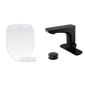 bathroom refresh bundle includes (1) bio bidet discovery dls elongated smart low-profile bidet toilet seat and (1) grove motion activated hands free bathroom faucet in matte black finish