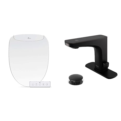 Bathroom Refresh Bundle Includes (1) Bio Bidet Discovery DLS Elongated Smart Low-Profile Bidet Toilet Seat and (1) Grove Motion Activated Hands Free Bathroom Faucet in Matte Black Finish