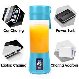 Portable Blender for Shakes and Smoothies, Personal Blender, Travel Lid for Kitchen, Office, Travel, Picnic, Gym & Travel, Personal Size Blenders with USB Rechargeable Blue