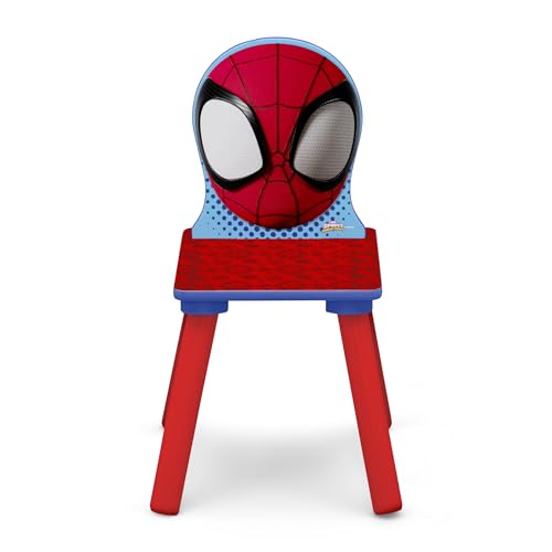 Delta Children - Marvel Spidey and His Amazing Friends 4-Piece Toddler Room-in-a-Box Set – Includes Sleep and Play Toddler Bed, Table, 1 Chair and Toy Box, Blue/Red