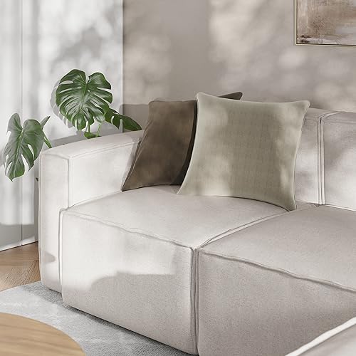 Flash Furniture Bridgetown Fabric Left Chair Module for Sectional Sofa, Customizable Modular Couch Left Seat with Arm Rest, Cream