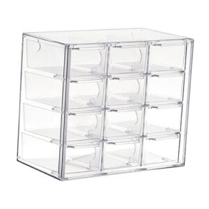 kowaku Mini Drawer Organizer Small Organizer with Drawers Transparent Large Capacity Beads Organizer Desktop Storage Box for Art Supply Office, 12 Drawers