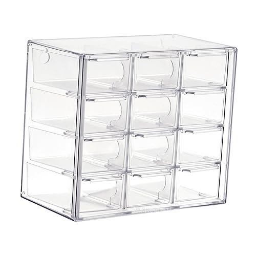 kowaku Mini Drawer Organizer Small Organizer with Drawers Transparent Large Capacity Beads Organizer Desktop Storage Box for Art Supply Office, 12 Drawers