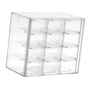 kowaku Mini Drawer Organizer Small Organizer with Drawers Transparent Large Capacity Beads Organizer Desktop Storage Box for Art Supply Office, 12 Drawers