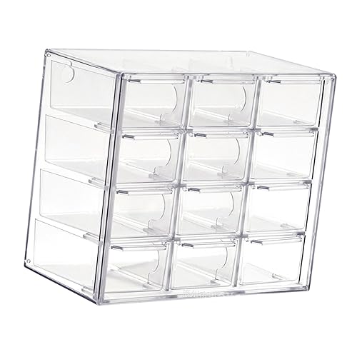 kowaku Mini Drawer Organizer Small Organizer with Drawers Transparent Large Capacity Beads Organizer Desktop Storage Box for Art Supply Office, 12 Drawers