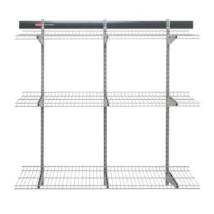 rubbermaid fasttrack rail storage 48"x16" 3-shelf kit, 350 lbs. per shelf, for home/garage/shed/workshop organization