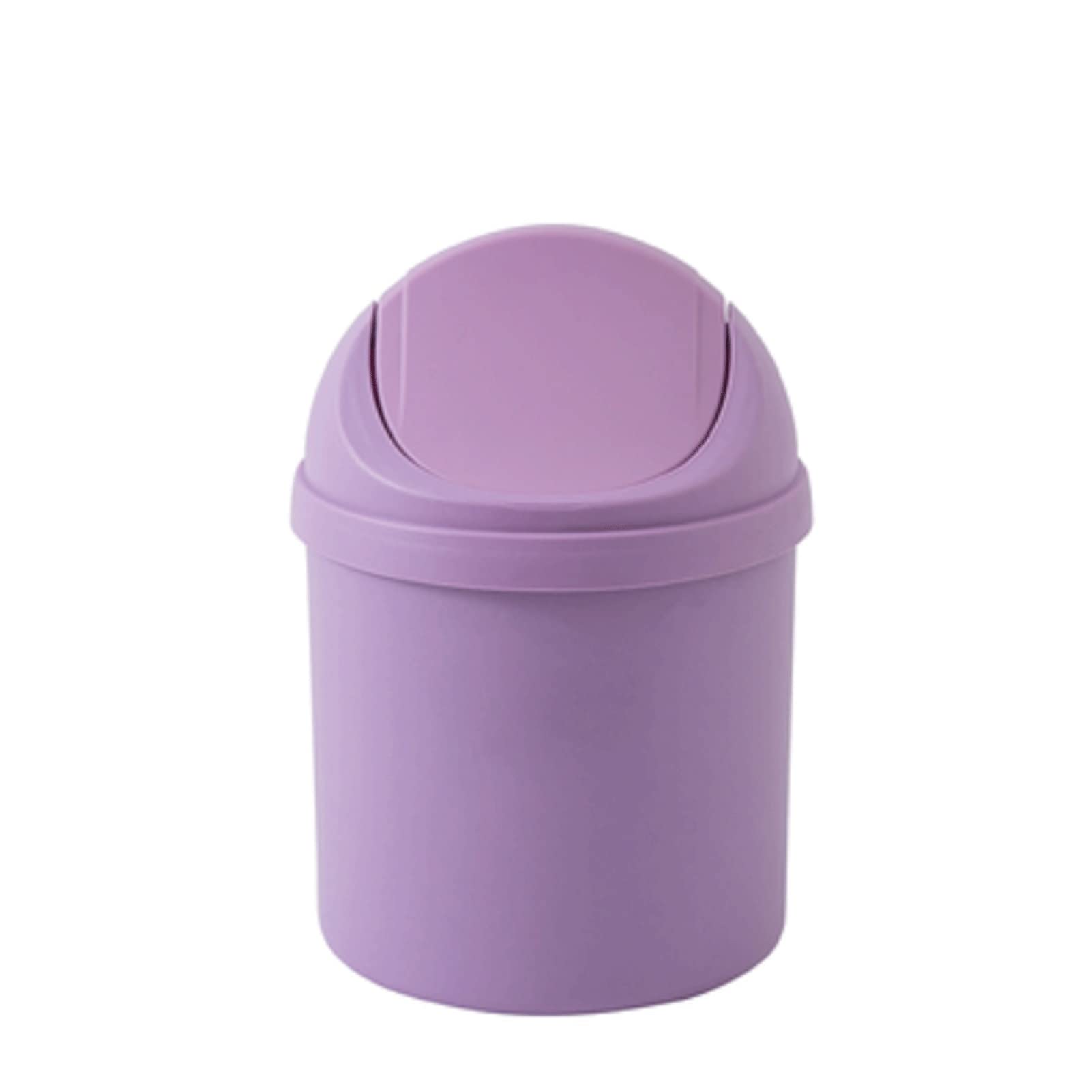 Desktop Plastic Trash Can Household Mini Trash Can | Small Paper Basket with Lid on The Living Room Table Four Colors (Color : Purple)