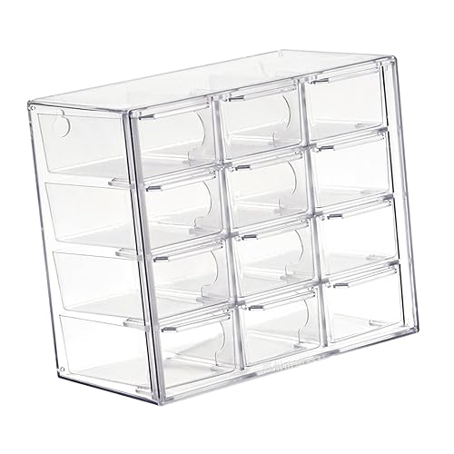 kowaku Mini Drawer Organizer Small Organizer with Drawers Transparent Large Capacity Beads Organizer Desktop Storage Box for Art Supply Office, 12 Drawers