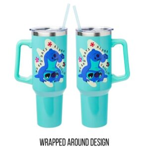 Silver Buffalo Disney Lilo and Stitch Aloha No Bad Days Chillin’ Stainless Steel Tumbler with Handle and Straw, Fits in Standard Cup Holder, 40 Ounces