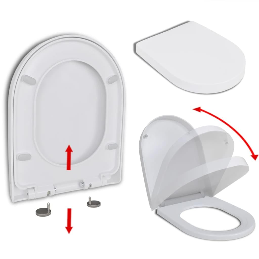 VRAXO Soft-close Toilet Seat with Quick-release Design White Square,Toilet & Bidet Seats-4.14lbs