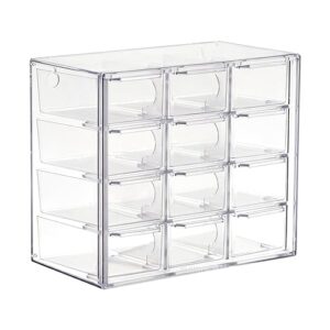 kowaku mini drawer organizer small organizer with drawers transparent large capacity beads organizer desktop storage box for art supply office, 12 drawers