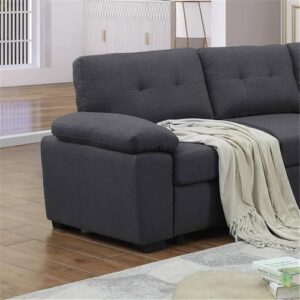 Pemberly Row 5-Seat Fabric Sleeper Sectional Sofa with Storage in Dark Gray