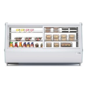 koolmore cdc-250-wh 48 in. self-service countertop bakery display refrigerator in white