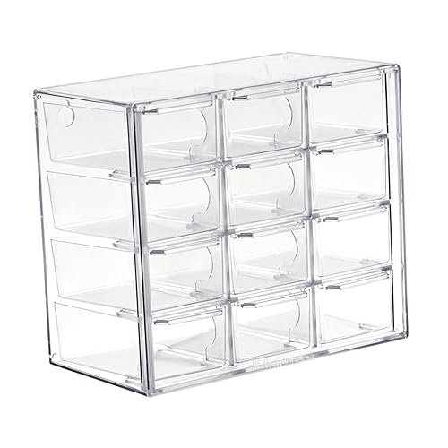 kowaku Mini Drawer Organizer Small Organizer with Drawers Transparent Large Capacity Beads Organizer Desktop Storage Box for Art Supply Office, 12 Drawers