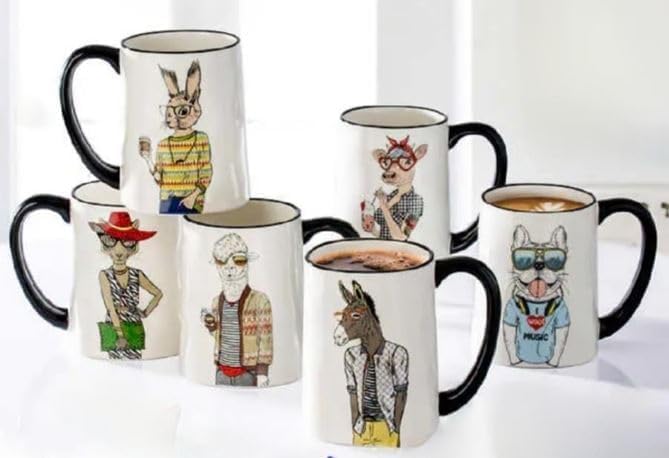 Hipster Animal Coffee Mugs 6pc 17.5 oz. by Signature Housewares