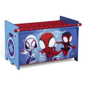 Delta Children - Marvel Spidey and His Amazing Friends 4-Piece Toddler Room-in-a-Box Set – Includes Sleep and Play Toddler Bed, Table, 1 Chair and Toy Box, Blue/Red