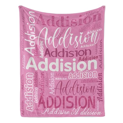 Custom Name Blanket for Kids Adults Personalized Blanket with Name Flannel Blanket Customized Name Blanket for Birthday Valentines Christmas Day (40x50, Pink)