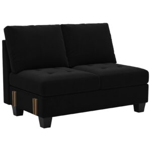 belffin velvet long 2-seat module for modular sofa sectional couch accent armless 2 seater sofa couch chair modern fabric black