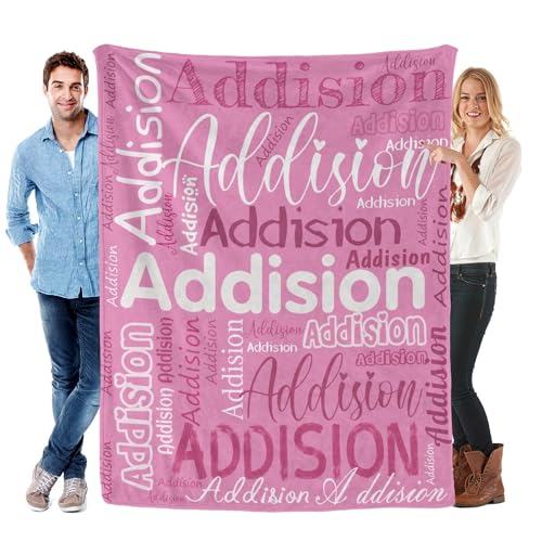 Custom Name Blanket for Kids Adults Personalized Blanket with Name Flannel Blanket Customized Name Blanket for Birthday Valentines Christmas Day (40x50, Pink)