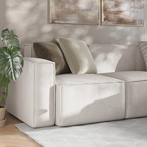 Flash Furniture Bridgetown Fabric Left Chair Module for Sectional Sofa, Customizable Modular Couch Left Seat with Arm Rest, Cream