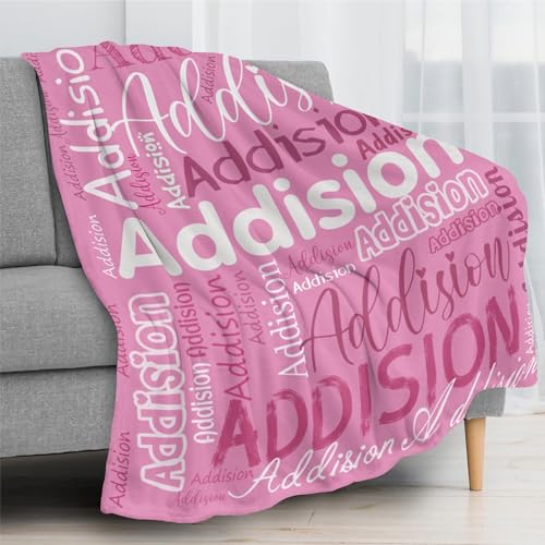 Custom Name Blanket for Kids Adults Personalized Blanket with Name Flannel Blanket Customized Name Blanket for Birthday Valentines Christmas Day (40x50, Pink)