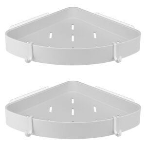 dalanpa 2 pack corner shower caddy, wall mounted bathroom shelf with hooks, adhesive shower storage rack (white)