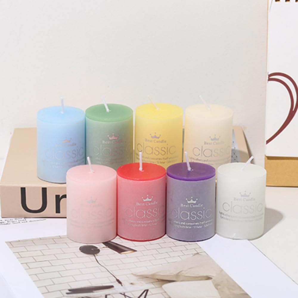 8 Pack Pillar Candles Scented, Smokeless Candle Candles, Lemon and Jasmine Candles 2x2 inch Long-Lasting Clean Burning Candles, for Home Décor, Bathroom, Wedding Decorations